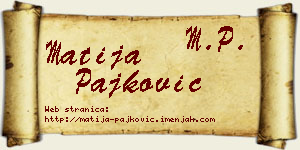 Matija Pajković vizit kartica